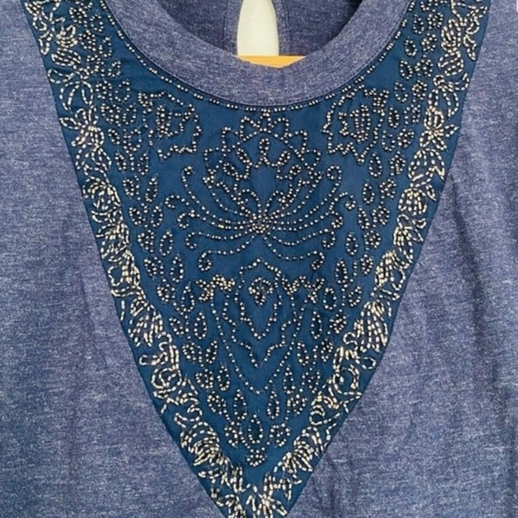 Anthropologie Ranna Gill Blue Beaded Charlene Longsleeve Top - Picture 7 of 8